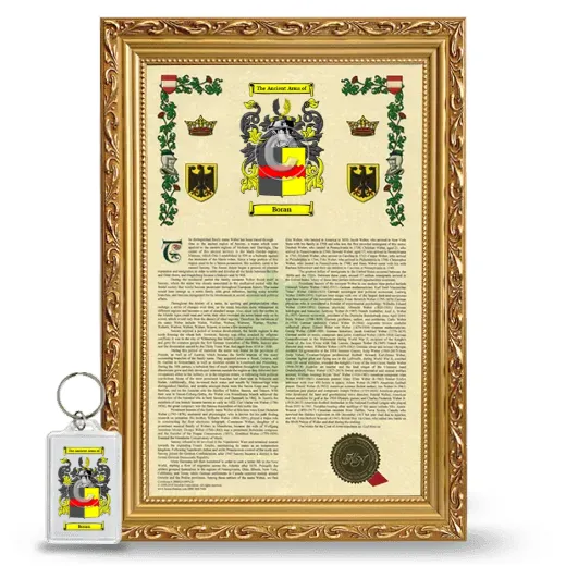 Boran Framed Armorial History and Keychain - Gold