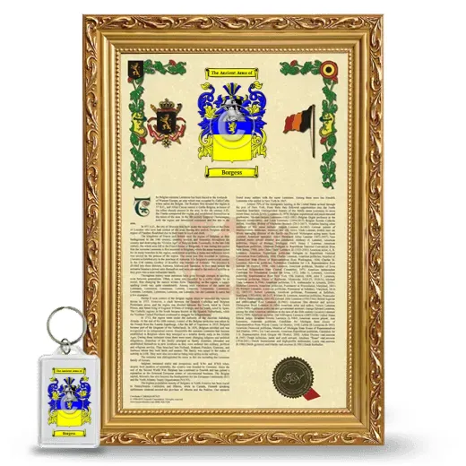 Borgess Framed Armorial History and Keychain - Gold