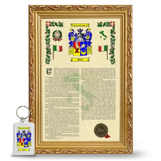 Bosca Framed Armorial History and Keychain - Gold