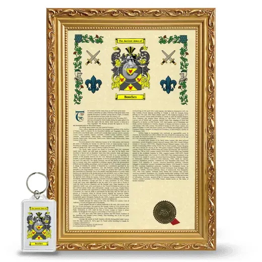 Bouches Framed Armorial History and Keychain - Gold