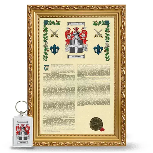 Bouchetal Framed Armorial History and Keychain - Gold