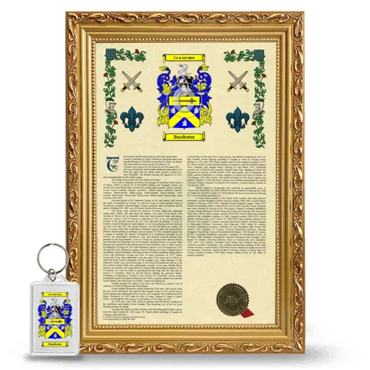 Boudeaux Framed Armorial History and Keychain - Gold
