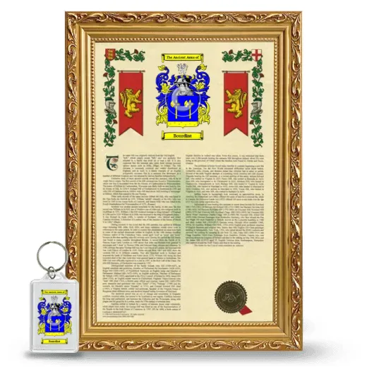 Bourdint Framed Armorial History and Keychain - Gold
