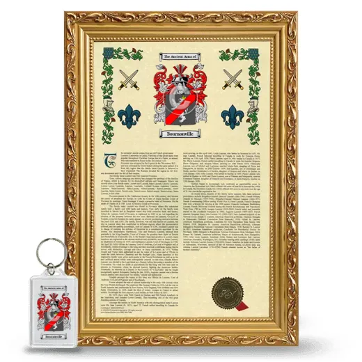 Bournonville Framed Armorial History and Keychain - Gold