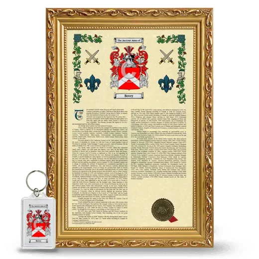 Bovey Framed Armorial History and Keychain - Gold