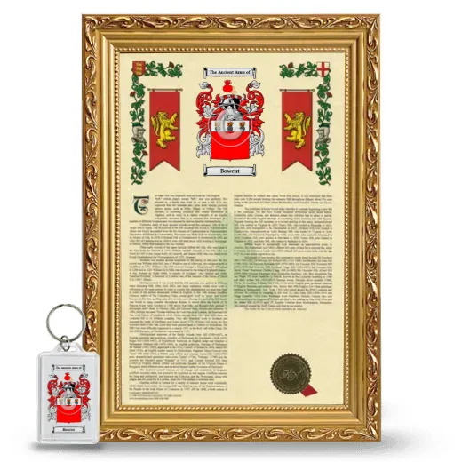 Bowcut Framed Armorial History and Keychain - Gold