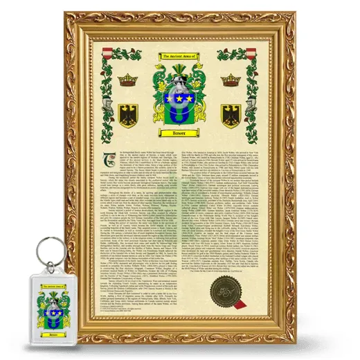Bower Framed Armorial History and Keychain - Gold