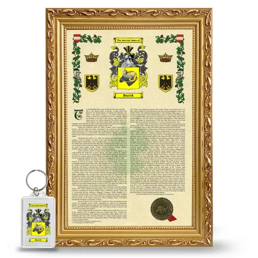 Bozeck Framed Armorial History and Keychain - Gold