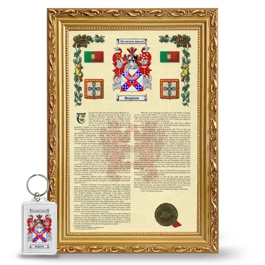 Braganza Framed Armorial History and Keychain - Gold