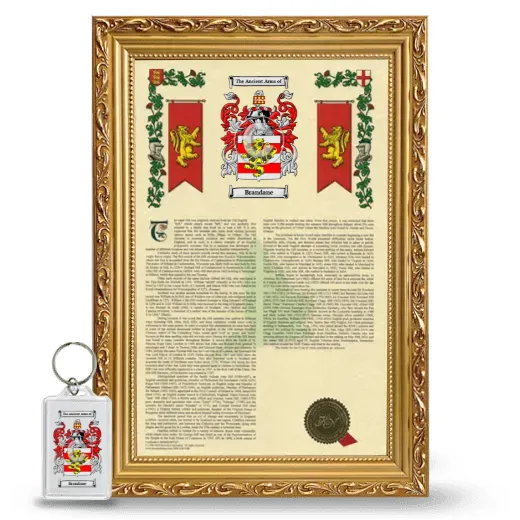 Brandane Framed Armorial History and Keychain - Gold
