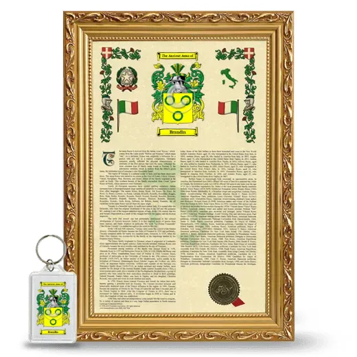 Brandin Framed Armorial History and Keychain - Gold