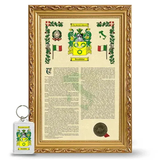 Brandolini Framed Armorial History and Keychain - Gold