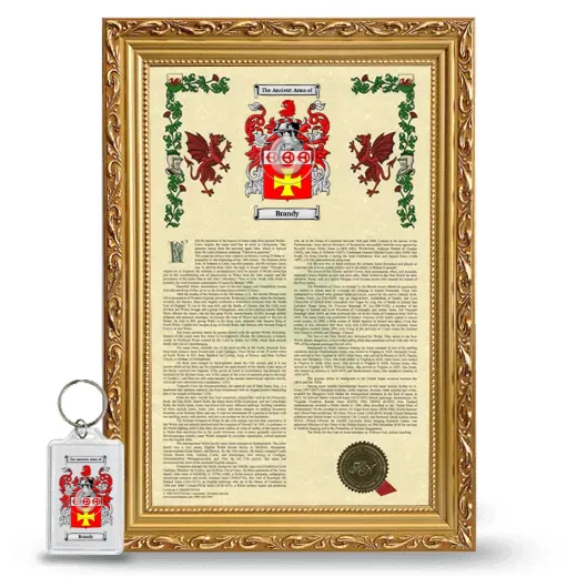 Brandy Framed Armorial History and Keychain - Gold
