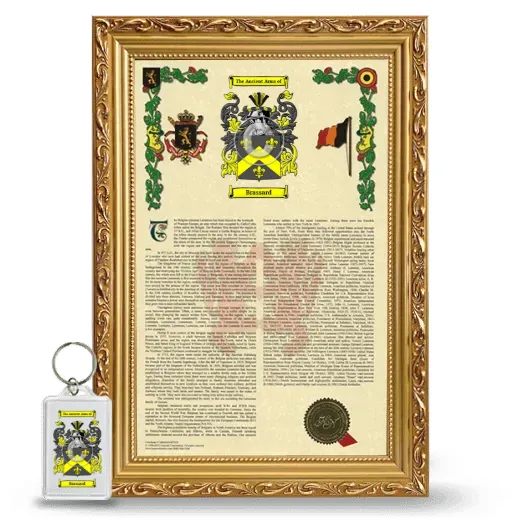 Brassard Framed Armorial History and Keychain - Gold