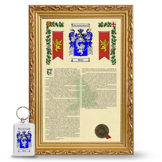 Brens Framed Armorial History and Keychain - Gold