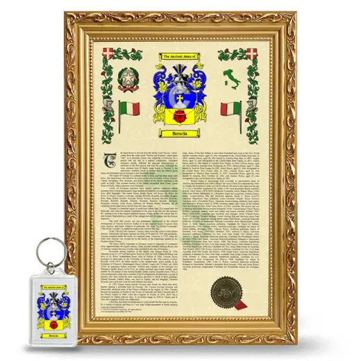 Brescia Framed Armorial History and Keychain - Gold