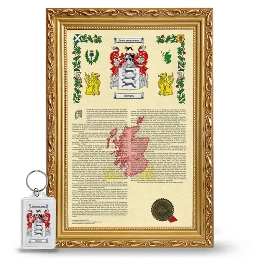 Bresco Framed Armorial History and Keychain - Gold