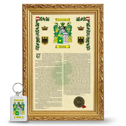 Breuning Framed Armorial History and Keychain - Gold