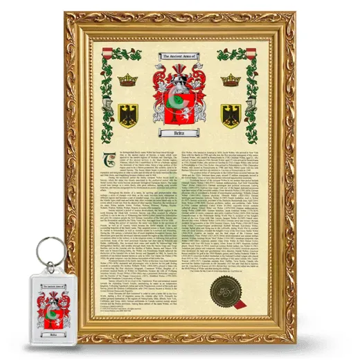 Britz Framed Armorial History and Keychain - Gold
