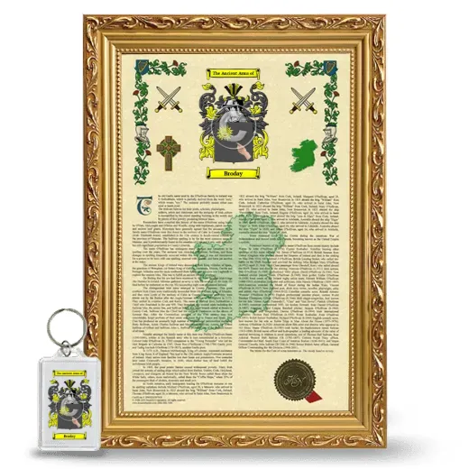 Broday Framed Armorial History and Keychain - Gold