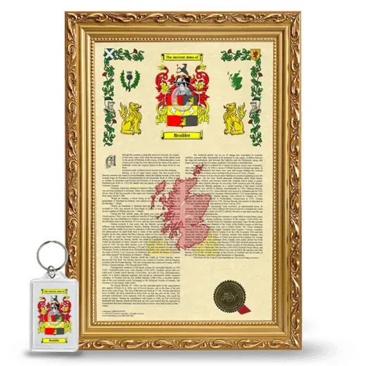 Brodder Framed Armorial History and Keychain - Gold