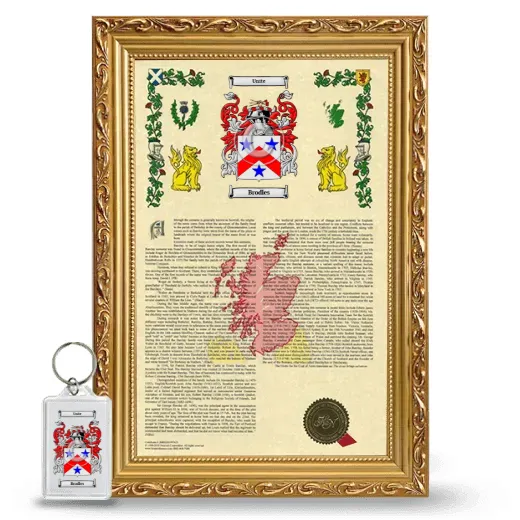 Brodles Framed Armorial History and Keychain - Gold