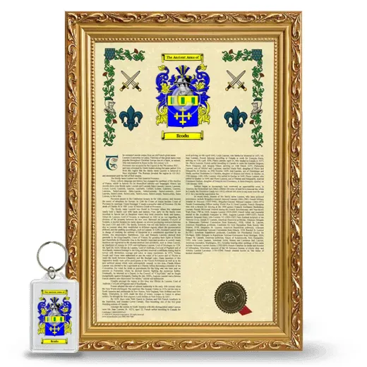 Brodu Framed Armorial History and Keychain - Gold