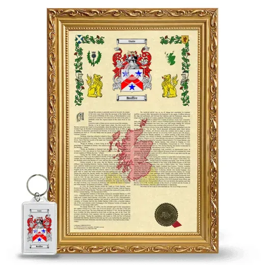 Broffee Framed Armorial History and Keychain - Gold