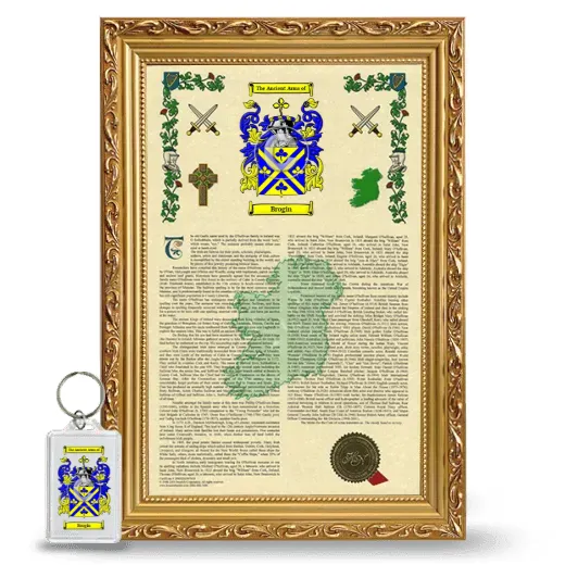 Brogin Framed Armorial History and Keychain - Gold