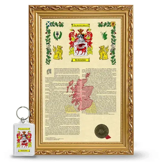 Brokenshire Framed Armorial History and Keychain - Gold