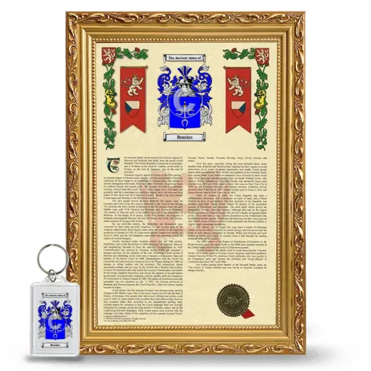Brosius Framed Armorial History and Keychain - Gold