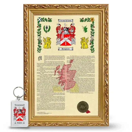Brougman Framed Armorial History and Keychain - Gold