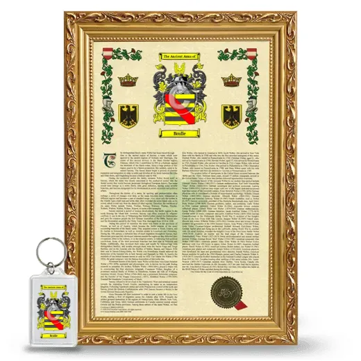 Brulle Framed Armorial History and Keychain - Gold
