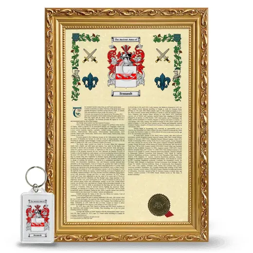 Brunault Framed Armorial History and Keychain - Gold