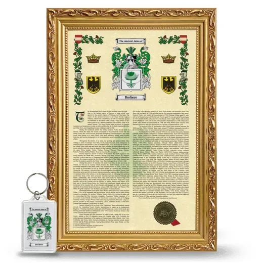 Buchere Framed Armorial History and Keychain - Gold