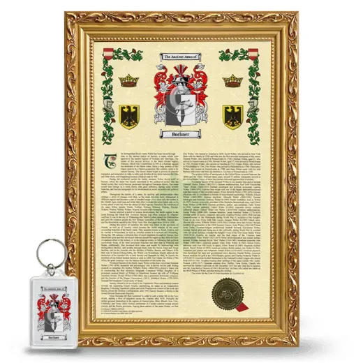 Buchner Framed Armorial History and Keychain - Gold
