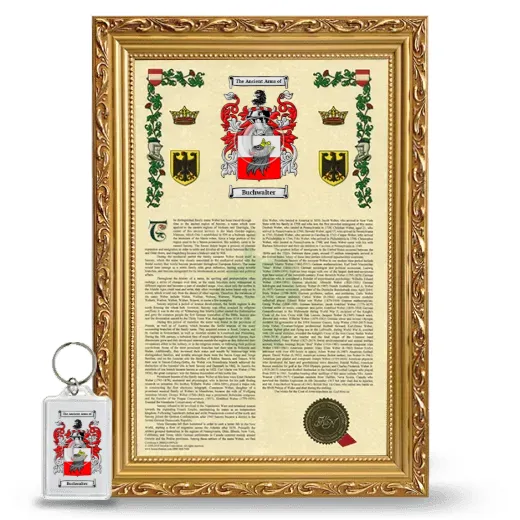 Buchwalter Framed Armorial History and Keychain - Gold