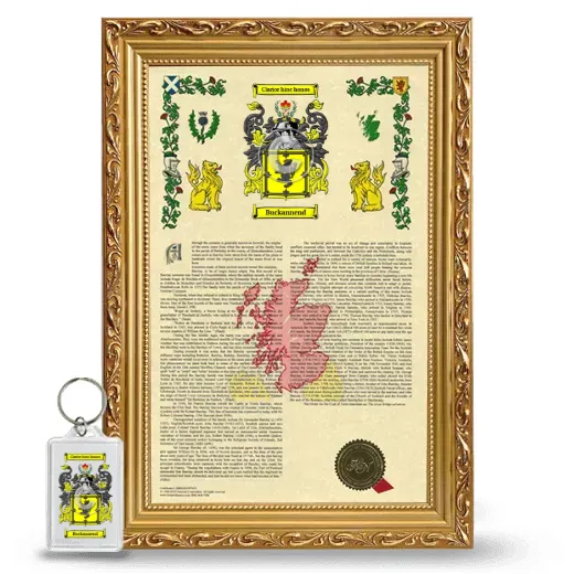 Buckannend Framed Armorial History and Keychain - Gold