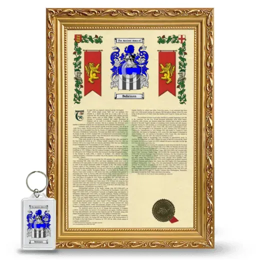 Buhrman Framed Armorial History and Keychain - Gold
