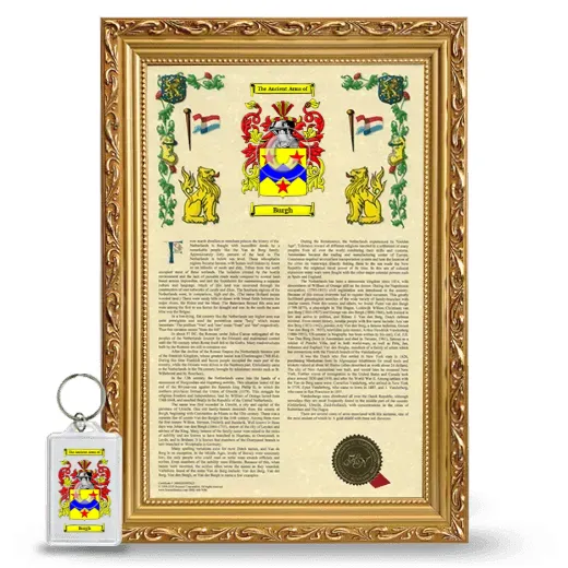 Burgh Framed Armorial History and Keychain - Gold