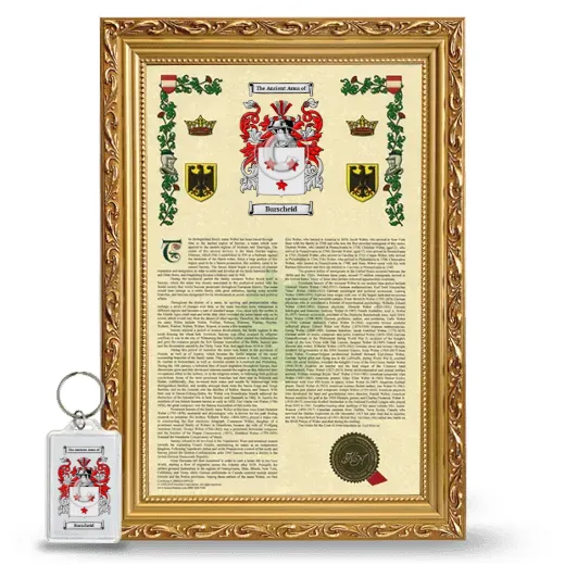 Burscheid Framed Armorial History and Keychain - Gold
