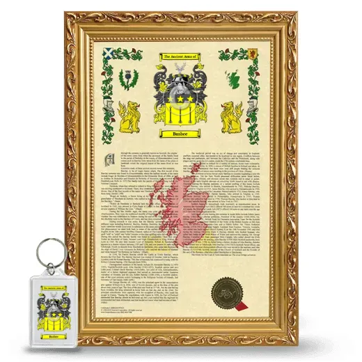 Busbee Framed Armorial History and Keychain - Gold