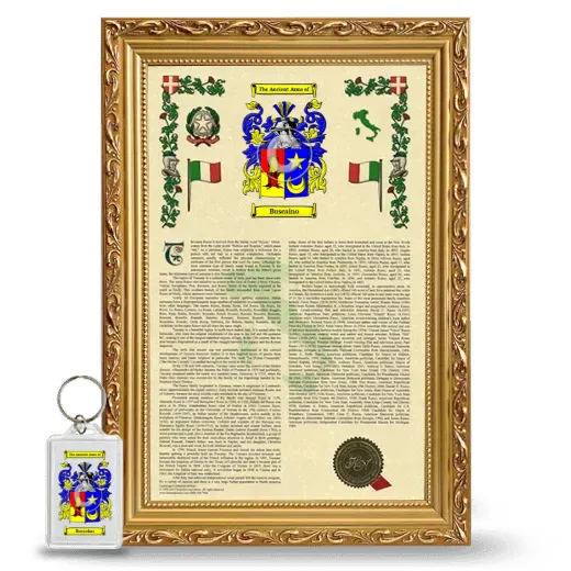 Buscaino Framed Armorial History and Keychain - Gold