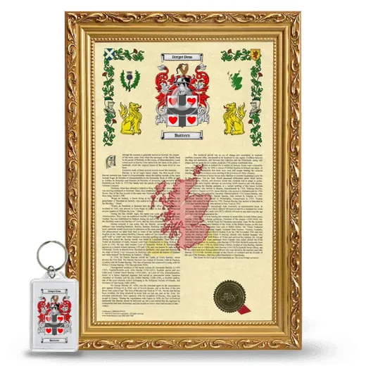 Butters Framed Armorial History and Keychain - Gold