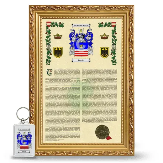 Butzin Framed Armorial History and Keychain - Gold
