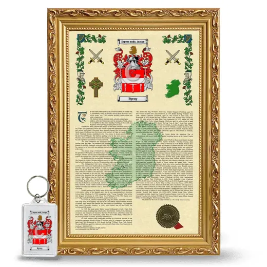 Byrny Framed Armorial History and Keychain - Gold