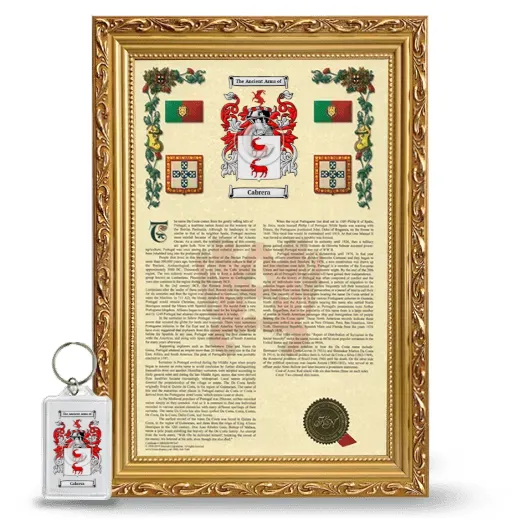 Cabrera Framed Armorial History and Keychain - Gold