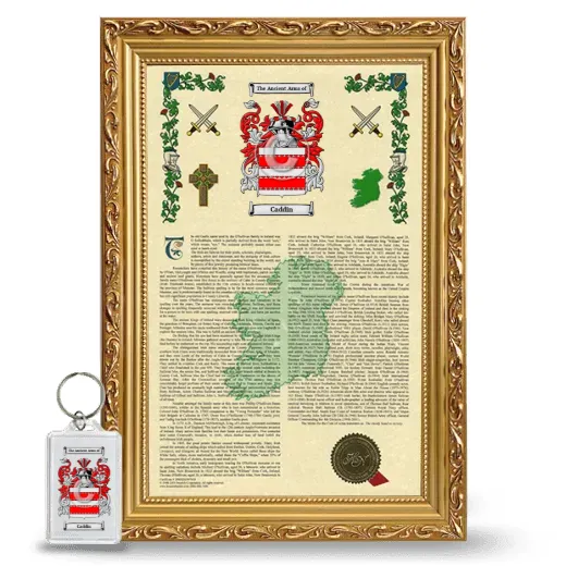 Caddin Framed Armorial History and Keychain - Gold