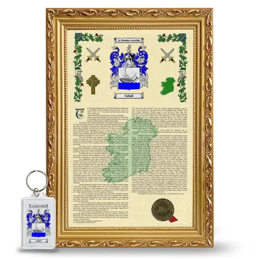 Cahal Framed Armorial History and Keychain - Gold