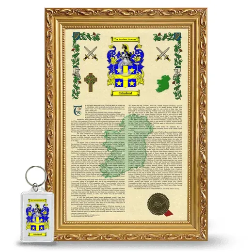 Cahalend Framed Armorial History and Keychain - Gold